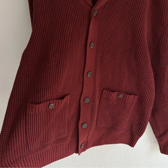 Duluth Burly Retirement Shawl Collar Waffle Cardigan Maroon XL - Picture 3 of 7